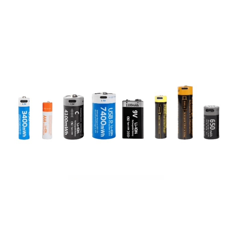 AAA/AA/C/D/9V/18650/21700/CR123A rechargeable battery